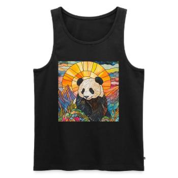 Panda - Männer Premium Bio Tank Top - Schwarz - Vorne - Michal (187cm)