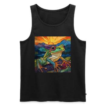 Frosch - Männer Premium Bio Tank Top - Schwarz - Vorne - Michal (187cm)