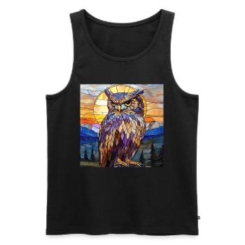 Eule - Männer Premium Bio Tank Top - Schwarz - Vorne - AI Model Male 178 light (178cm)