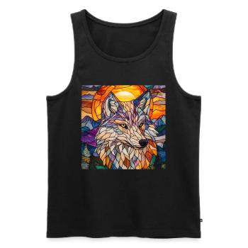 Wolf - Männer Premium Bio Tank Top - Schwarz - Vorne - AI Model Male 178 light (178cm)