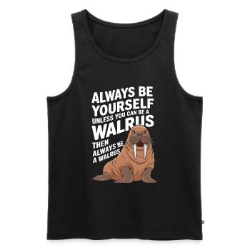 Walross - Männer Premium Bio Tank Top - Schwarz - Vorne - Michal (187cm)
