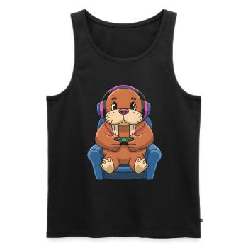 Walross - Männer Premium Bio Tank Top - Schwarz - Vorne - Michal (187cm)