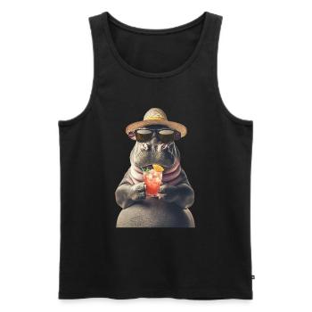 Nilpferd - Männer Premium Bio Tank Top - Schwarz - Vorne - Michal (187cm)