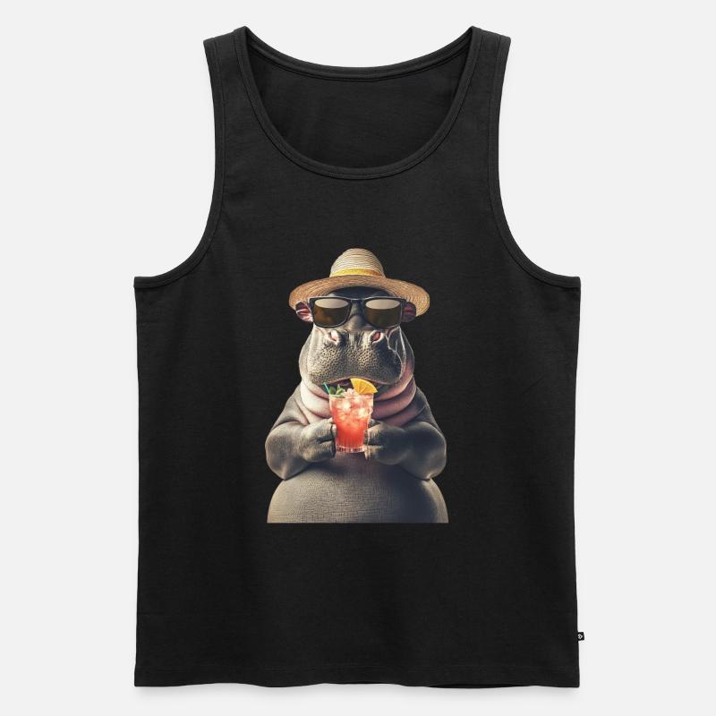 Nilpferd - Männer Premium Bio Tank Top - Schwarz