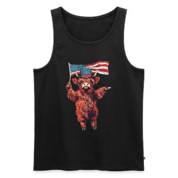 Hochlandrind - Männer Premium Bio Tank Top - Schwarz - Vorne - Michal (187cm)