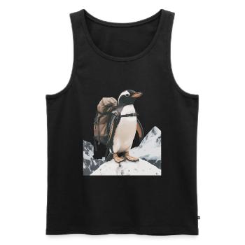 Pinguin - Männer Premium Bio Tank Top - Schwarz - Vorne - Michal (187cm)