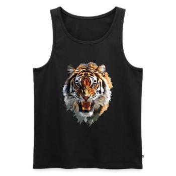 Tiger - Männer Premium Bio Tank Top - Schwarz - Vorne - Michal (187cm)