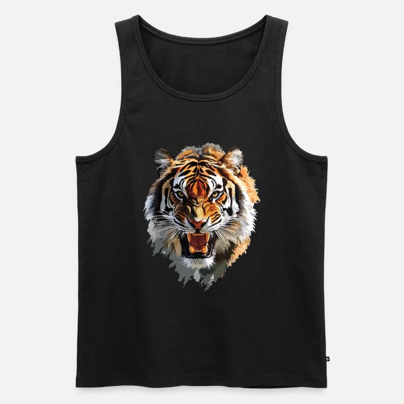 Tiger - Männer Premium Bio Tank Top - Schwarz