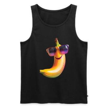 Banane - Männer Premium Bio Tank Top - Schwarz - Vorne - Michal (187cm)