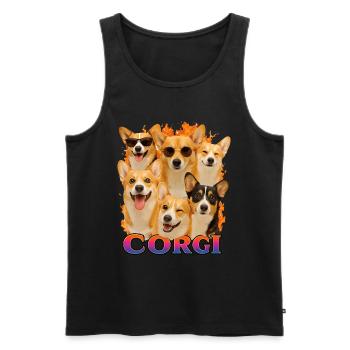 Corgi - Männer Premium Bio Tank Top - Schwarz - Vorne - Michal (187cm)