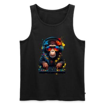 Rave DJ Affe - Männer Premium Bio Tank Top - Schwarz - Vorne - AI Model Male 178 light (178cm)
