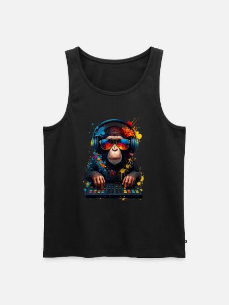 Rave DJ Monkey - Men's Premium Organic Tank Top - black