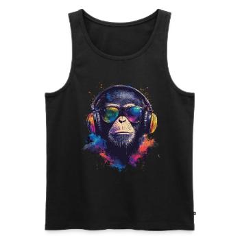 DJ Affe Festival - Männer Premium Bio Tank Top - Schwarz - Vorne - AI Model Male 178 light (178cm)