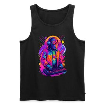 Rave DJ Affe - Männer Premium Bio Tank Top - Schwarz - Vorne - AI Model Male 178 light (178cm)