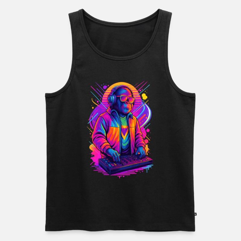 Rave DJ Affe - Männer Premium Bio Tank Top - Schwarz