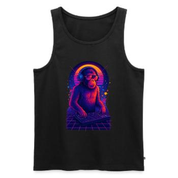 Rave DJ Affe - Männer Premium Bio Tank Top - Schwarz - Vorne - AI Model Male 178 light (178cm)