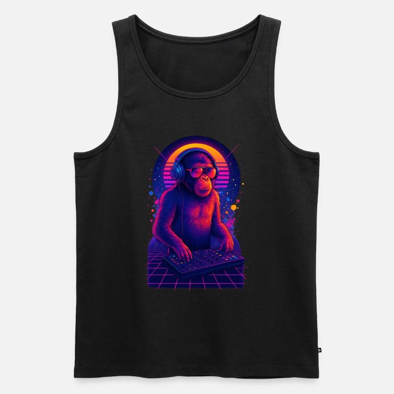Rave DJ Affe - Männer Premium Bio Tank Top - Schwarz