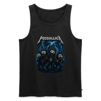 Groupe de rock Possum Opossum - Débardeur bio Premium Homme - noir - Devant - AI Model Male 178 light (178cm)