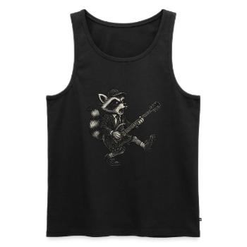 Rock Waschbär mit Gitarre Festival Motiv - Männer Premium Bio Tank Top - Schwarz - Vorne - Michal (187cm)