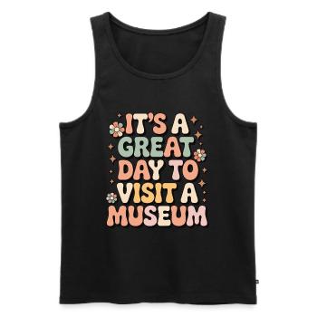 Museum - Men's Premium Organic Tank Top - black - Front - Michal (187cm)