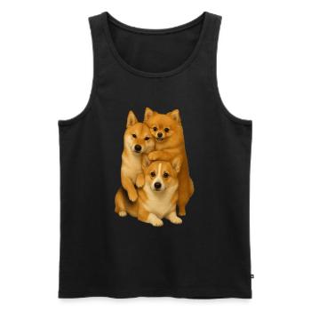 Corgi Shiba Poméranien - Débardeur bio Premium Homme - noir - Devant - Michal (187cm)