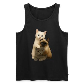 British Shorthair Siamois Fold - Débardeur bio Premium Homme - noir - Devant - AI Model Male 178 light (178cm)