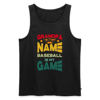 Grand-père est mon nom Le baseball est mon jeu - Débardeur bio Premium Homme - noir - Devant - AI Model Male 178 light (178cm)
