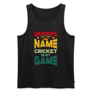 Grandpa Is My Name Cricket Is My Game - Männer Premium Bio Tank Top - Schwarz - Vorne - Michal (187cm)
