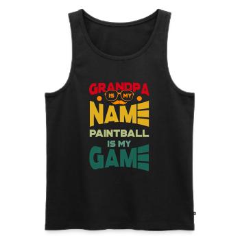 Grandpa Is My Name Paintball Is My Game - Männer Premium Bio Tank Top - Schwarz - Vorne - Michal (187cm)