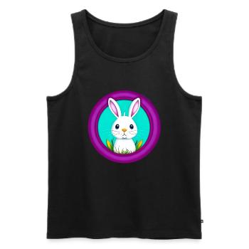 Rabbit White Purple Easter - Men's Premium Organic Tank Top - black - Front - Michal (187cm)