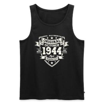 80e anniversaire mari Original octobre Vintage 1944 - Débardeur bio Premium Homme - noir - Devant - AI Model Male 178 light (178cm)
