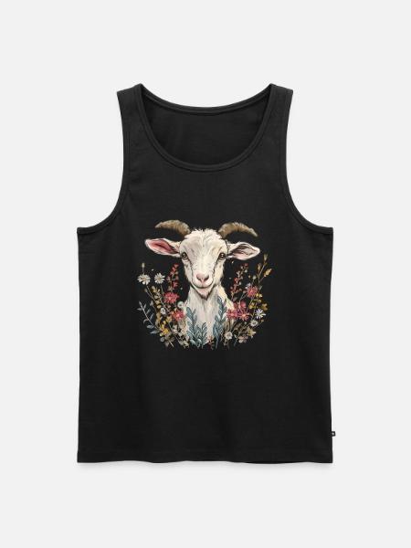 Ziege Blumen Geschenk - Männer Premium Bio Tank Top - Schwarz