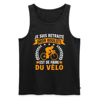 je suis retraité mon boulot est de faire du vélo - Débardeur bio Premium Homme - noir - Devant - Michal (187cm)