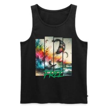 Le kitesurf - Débardeur bio Premium Homme - noir - Devant - Michal (187cm)