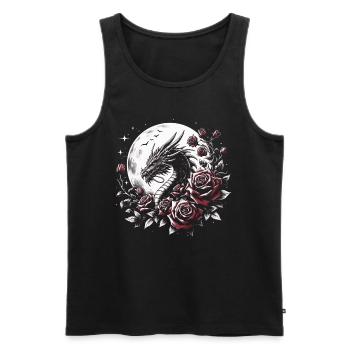 Drache mit Rosen und Vollmond - Männer Premium Bio Tank Top - Schwarz - Vorne - AI Model Male 178 light (178cm)