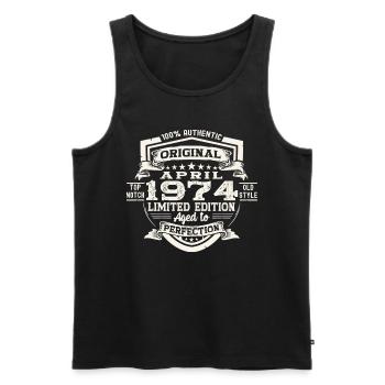 49 Birthday Man Original April Born 1974 - Men's Premium Organic Tank Top - black - Front - Michal (187cm)