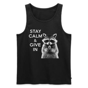 Meme Waschbär - Männer Premium Bio Tank Top - Schwarz - Vorne - AI Model Male 178 light (178cm)