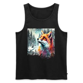Aquarell Fuchs, Fuchs, Winter Hintergrund - Männer Premium Bio Tank Top - Schwarz - Vorne - AI Model Male 178 light (178cm)