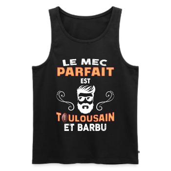Mac Toulousain Et Parfait - Débardeur bio Premium Homme - noir - Devant - Michal (187cm)