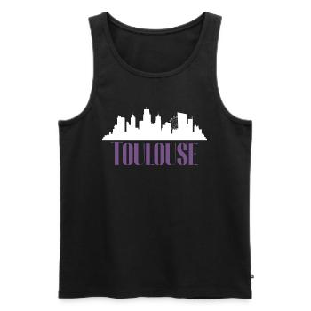 Toulouse France Ville Vacances Cadeau Rengaine - Débardeur bio Premium Homme - noir - Devant - Michal (187cm)