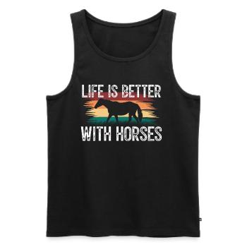 Life is better with horses. Amoureux des chevaux. - Débardeur bio Premium Homme - noir - Devant - Michal (187cm)