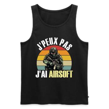 Je Peux Pas J'Ai Airsoft Humour Airsofteur - Débardeur bio Premium Homme - noir - Devant - Michal (187cm)