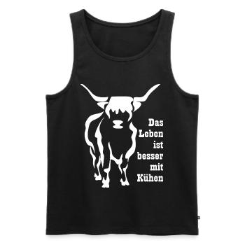Kuh Kühe Rind Spruch Bauer Landwirt Leben Geschenk - Männer Premium Bio Tank Top - Schwarz - Vorne - Michal (187cm)