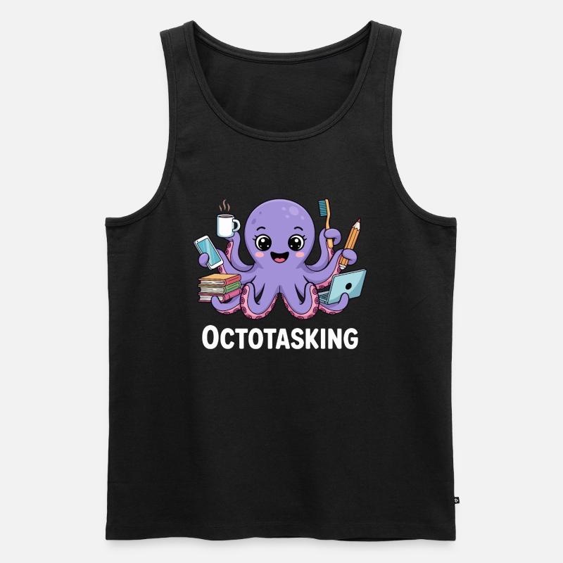 Octotasking Krake im Multitasking Modus - Männer Premium Bio Tank Top - Schwarz