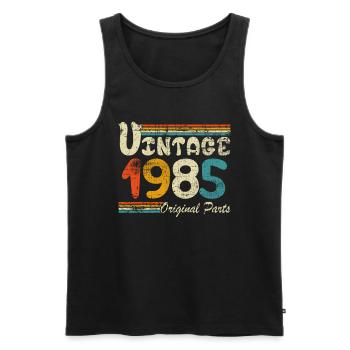 Vintage 1985 Gift - Men's Premium Organic Tank Top - black - Front - AI Model Male 178 light (178cm)