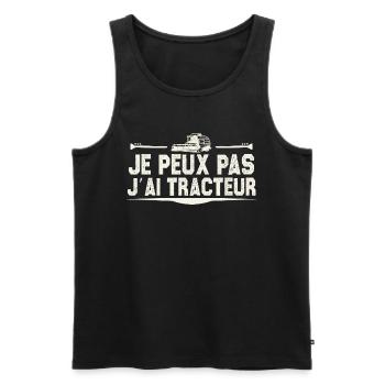 Je peux pas j'ai tracteur. Cadeau ferme - Débardeur bio Premium Homme - noir - Devant - Michal (187cm)
