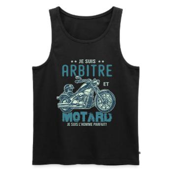 motard le meilleur arbitre le meilleur - Débardeur bio Premium Homme - noir - Devant - AI Model Male 178 light (178cm)