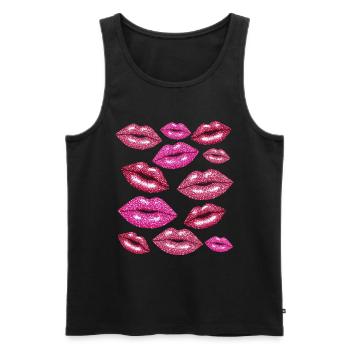 Coquette Lips Kisses Romantic - Men's Premium Organic Tank Top - black - Front - AI Model Male 178 light (178cm)