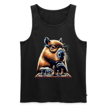 Capybara Chess Player Humor - Men's Premium Organic Tank Top - black - Front - AI Model Male 178 light (178cm)