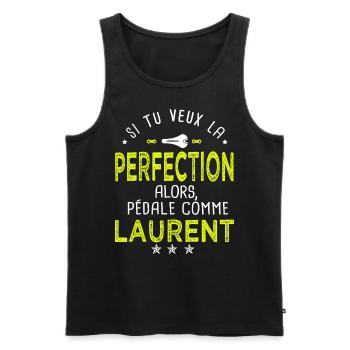 laurent si tu veux la perfection à vélo cycliste - Débardeur bio Premium Homme - noir - Devant - AI Model Male 178 light (178cm)